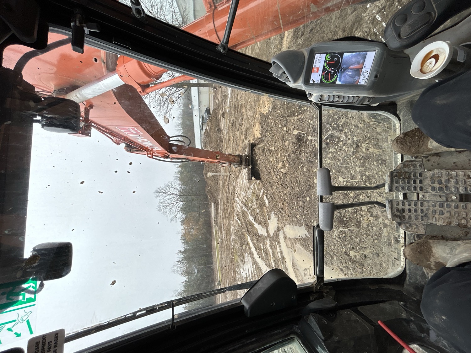 Excavator working from the operator's view