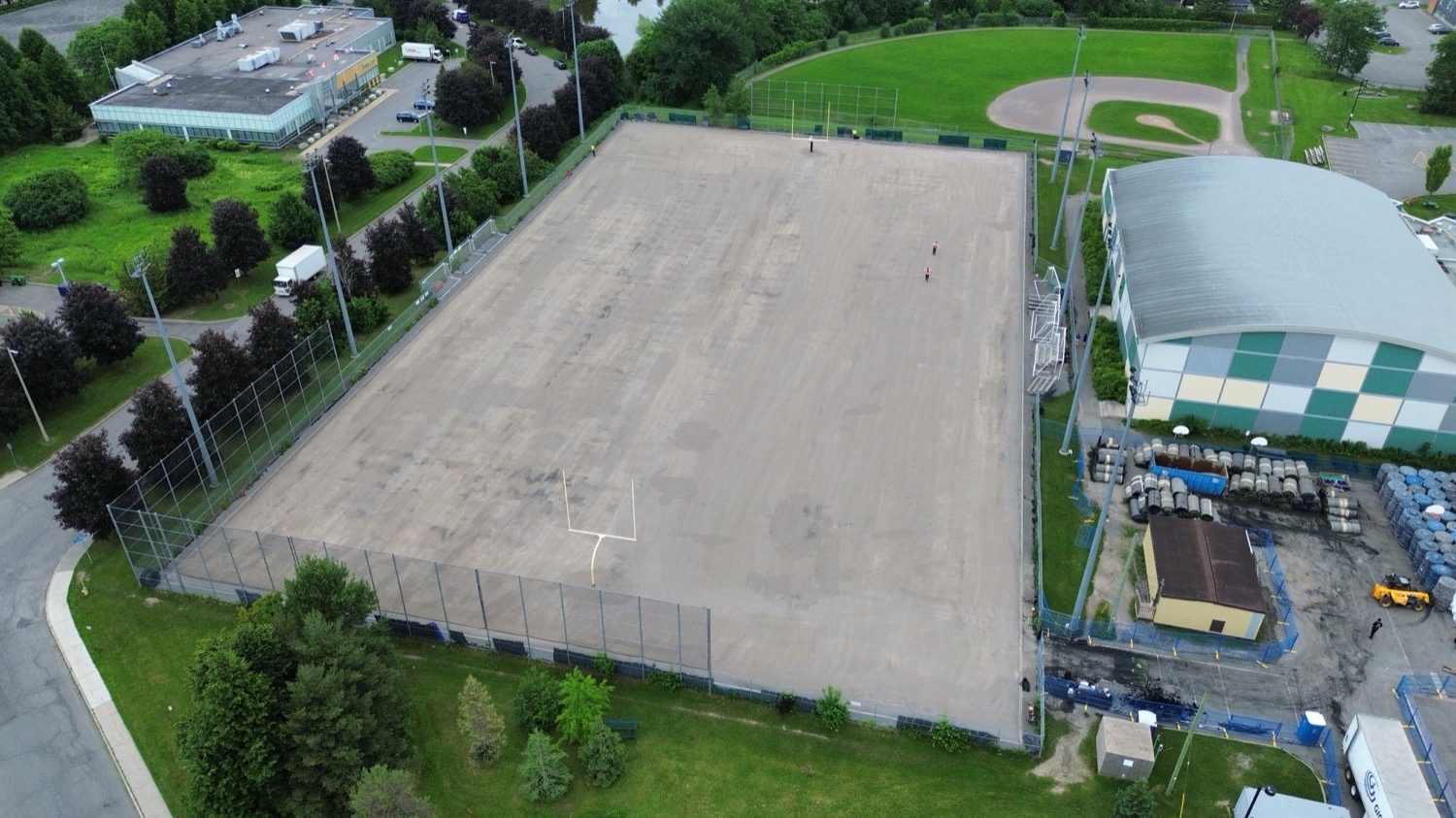 Aerial view of a completed field grade