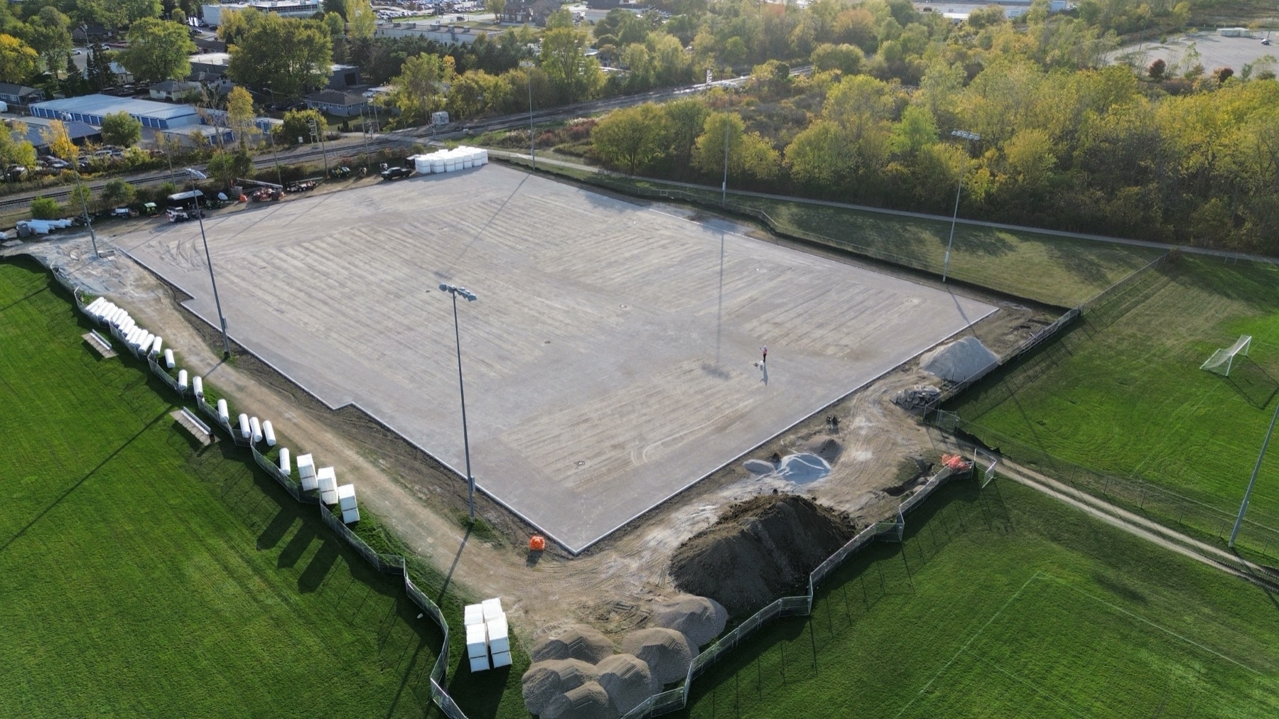 Aerial of a completed field grade