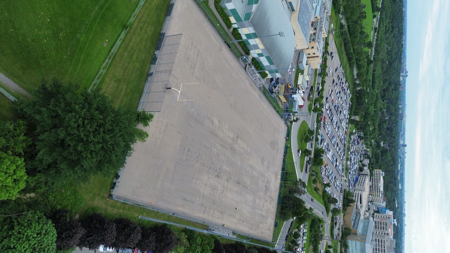 Aerial of a completed field grade