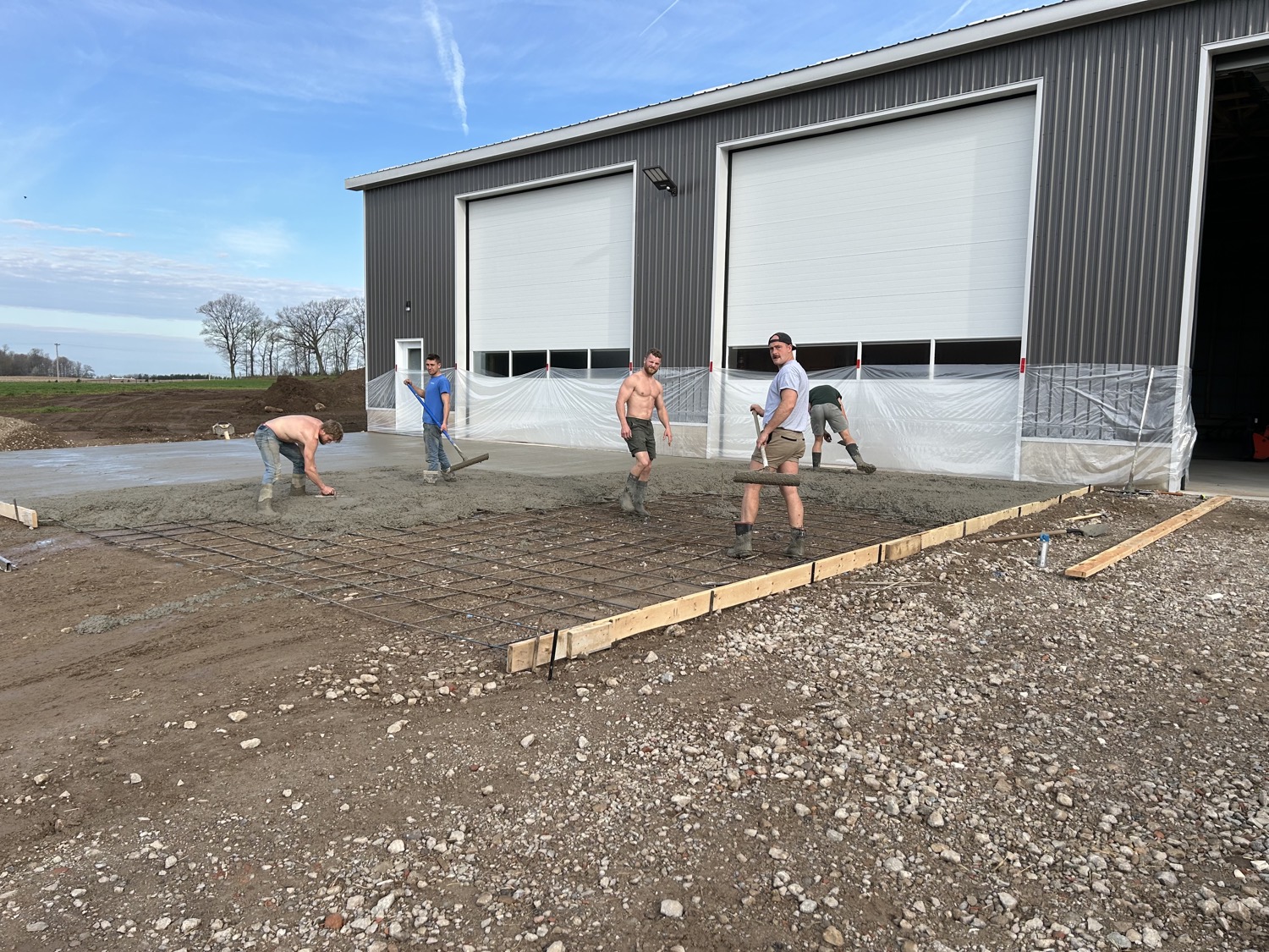 Concrete pad poured at a new build