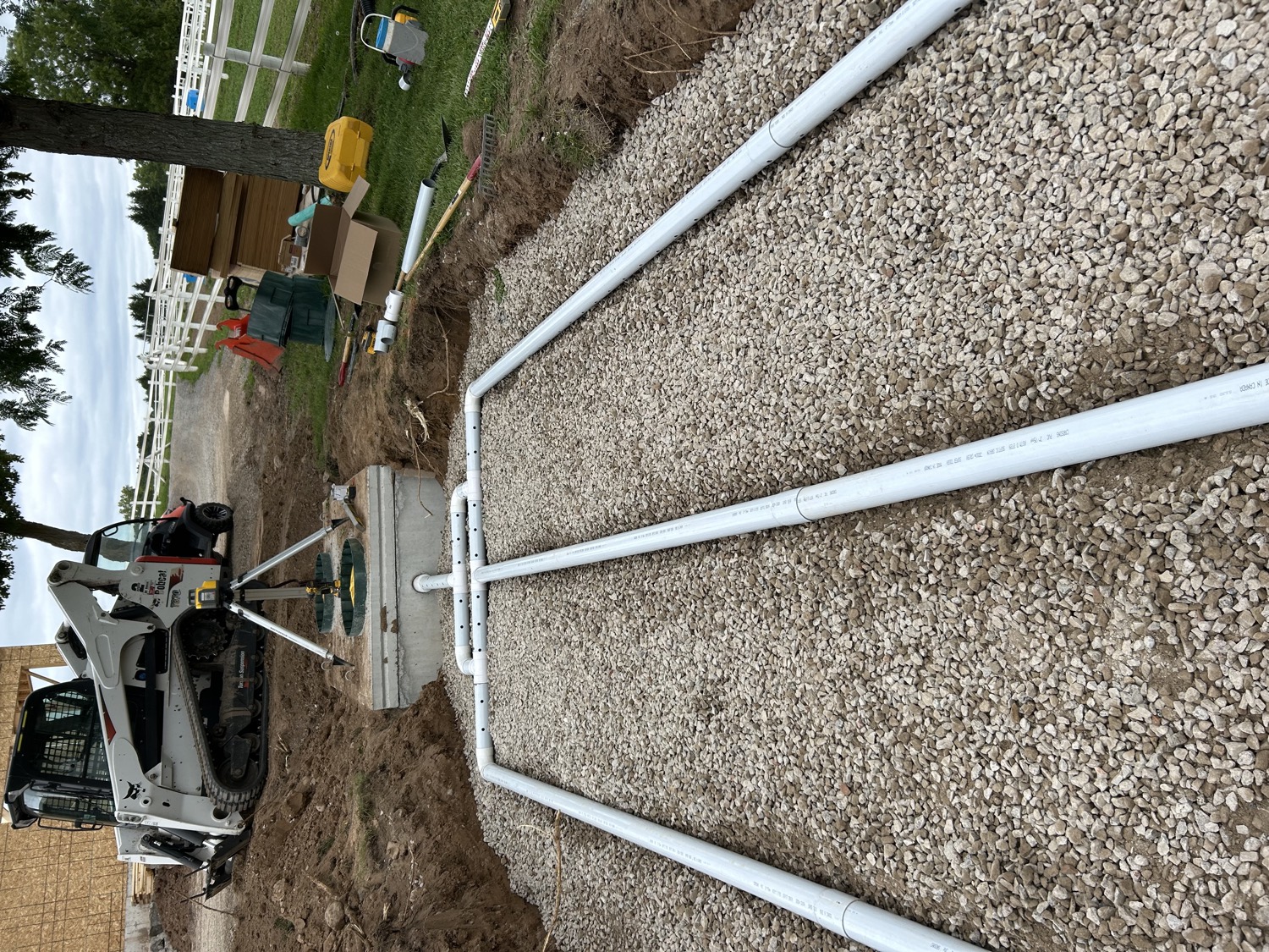 Septic bed being covered