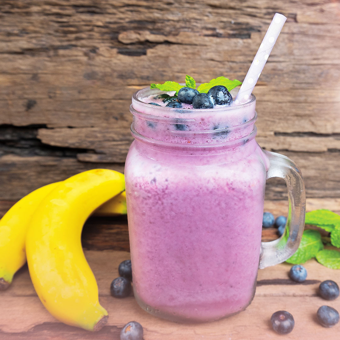 A blueberry and banana smoothie